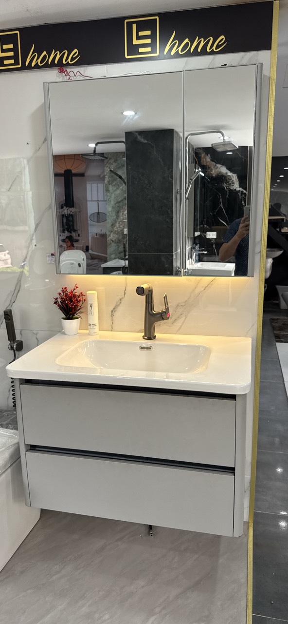 Bộ tủ gương lavabo phòng tắm cao cấp 124 - KT 80cm - KT 90cm